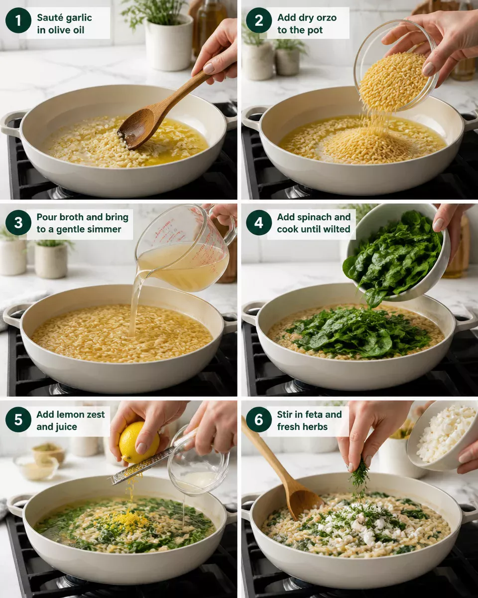 Greek Lemon Orzo with Spinach