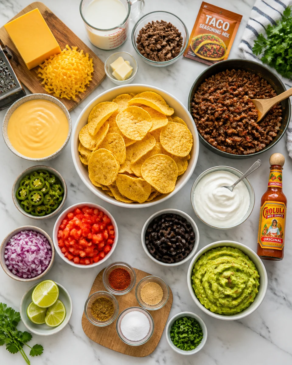 Loaded Nachos with Homemade Cheese Sauce