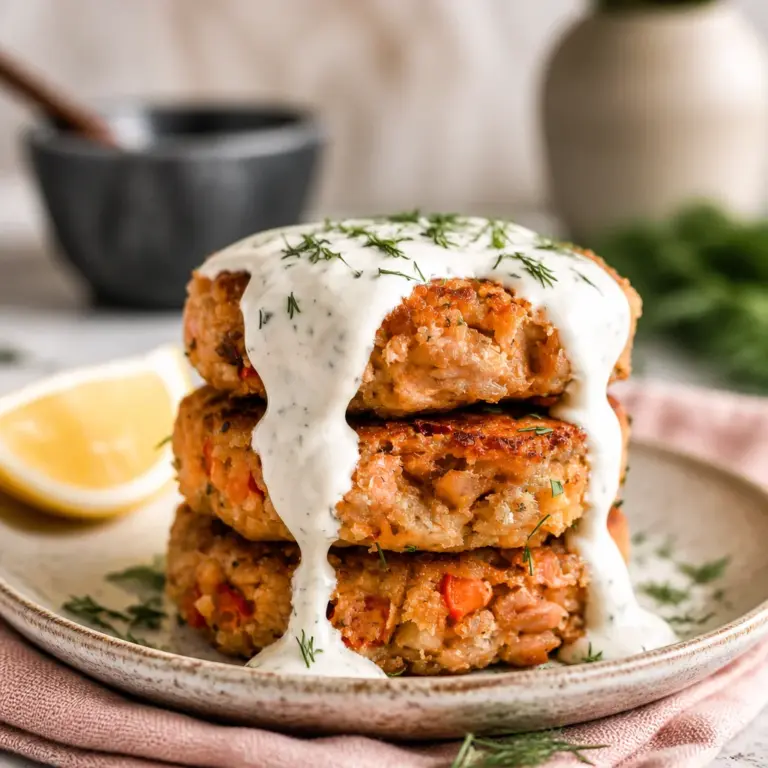 Salmon Patties with Dill Sauce