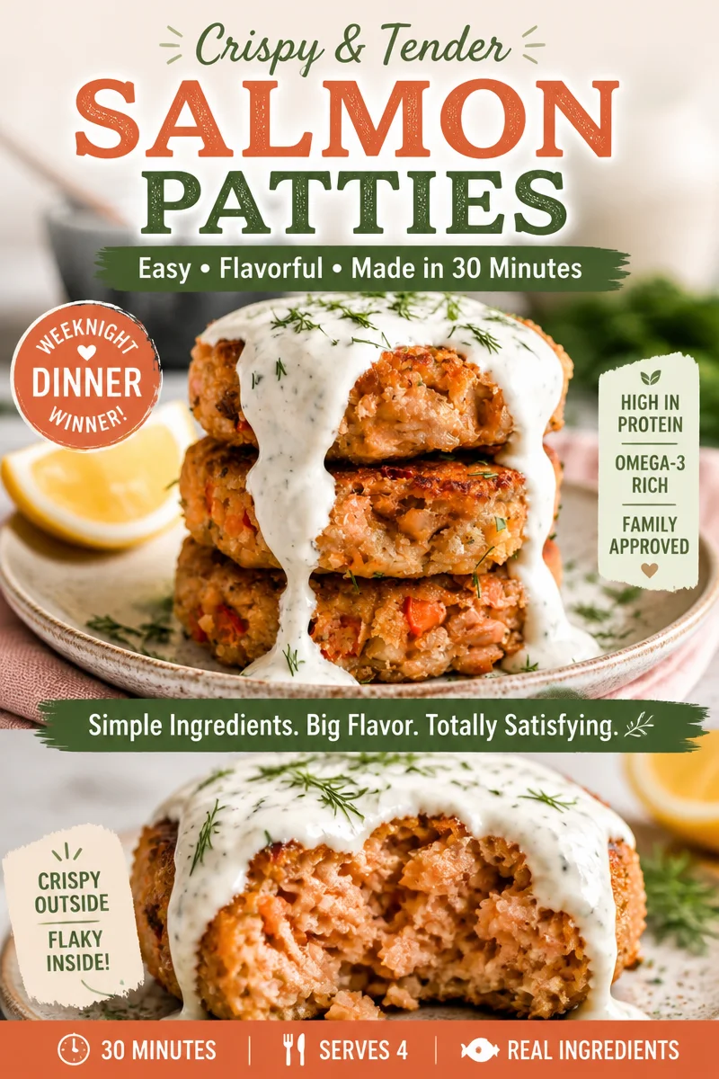 Salmon Patties with Dill Sauce