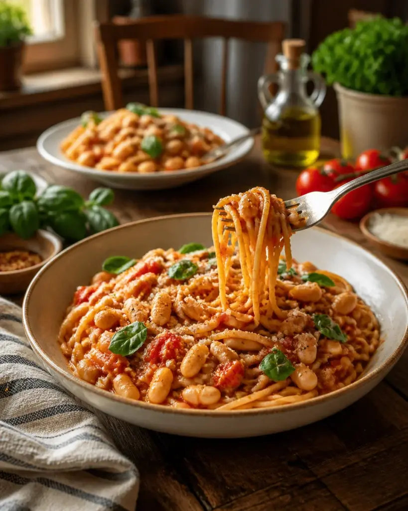 Easy Tuscan White Bean Pasta