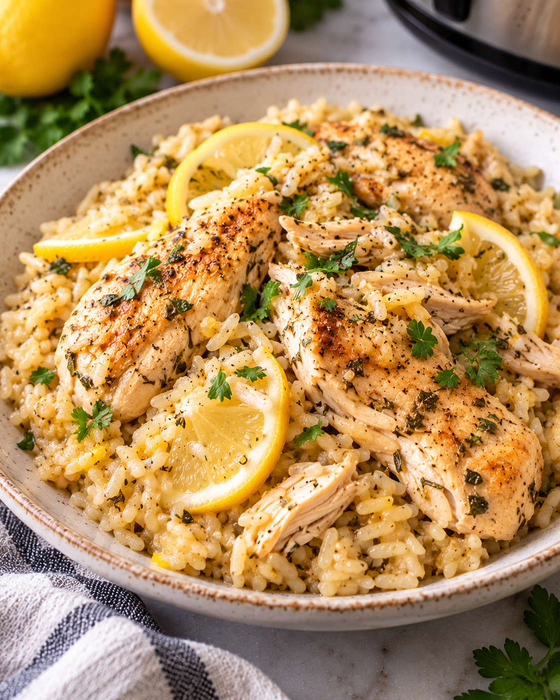 Slow Cooker Lemon Herb Chicken and Rice